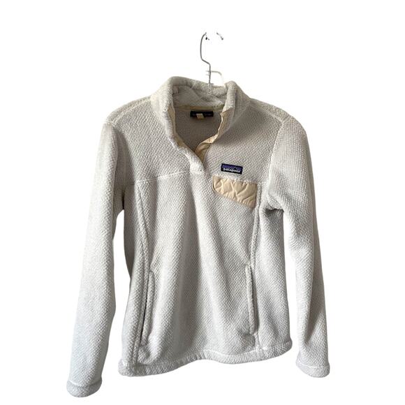Patagonia Recycled Retool Fleece Snap Quarter Pullover Jacket Ivory Size XS - Picture 1 of 8